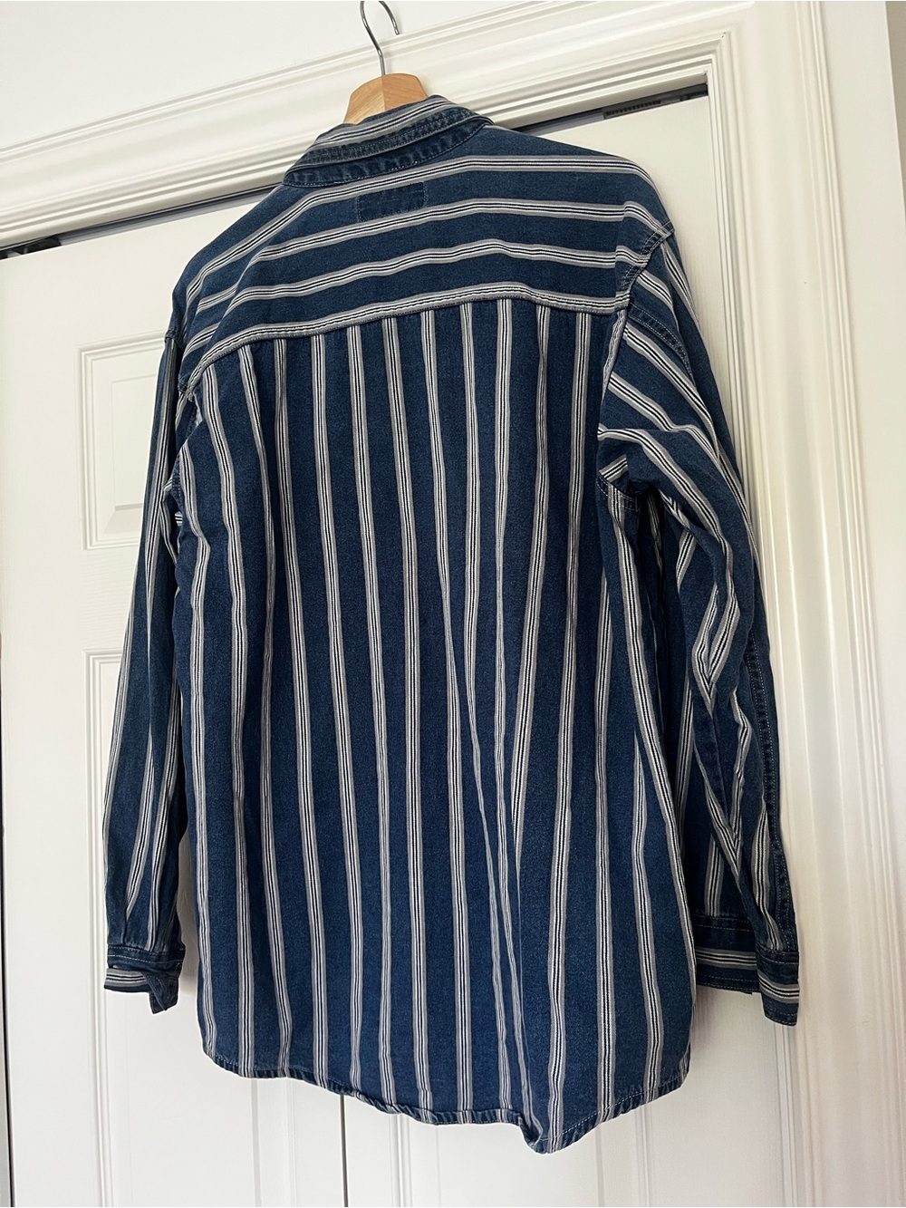 Vintage 100% Cotton Denim Striped Button Down Shirt M Western Americana 90s - Picture 6 of 6